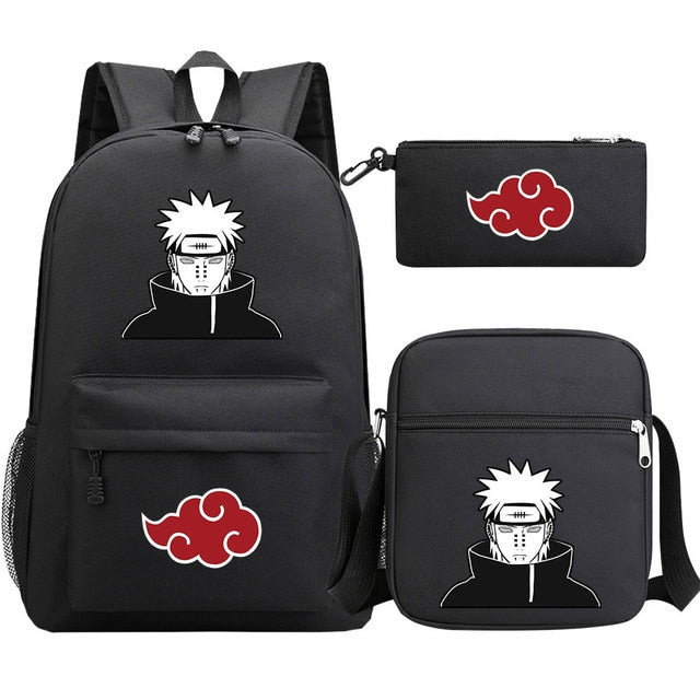 Kit com 3 peças do Naruto (Mochila + Lancheira + kit higiene necessaire)