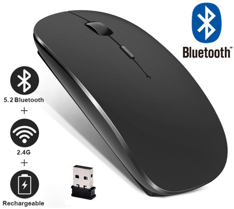 Mouse sem fio recarregável, Bluetooth ergonômico com mini usb de 2.4Ghz para notebook