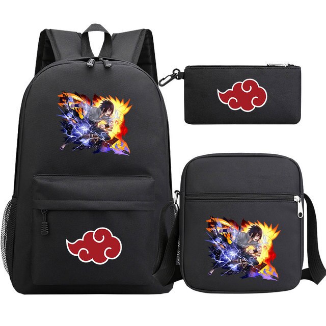 Kit com 3 peças do Naruto (Mochila + Lancheira + kit higiene necessaire)