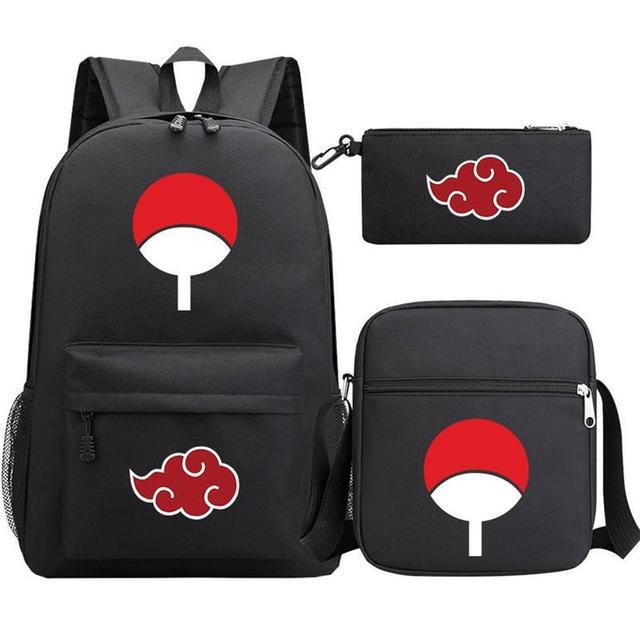 Kit com 3 peças do Naruto (Mochila + Lancheira + kit higiene necessaire)