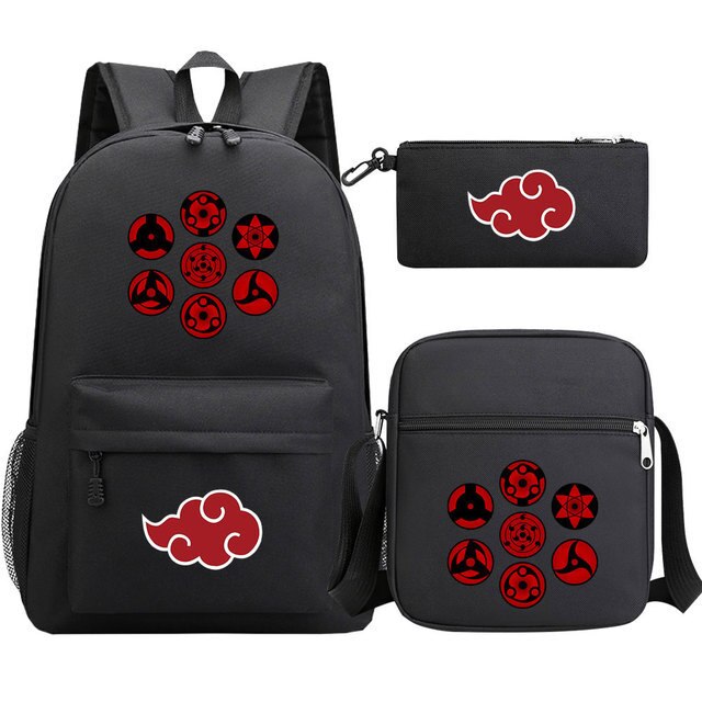 Kit com 3 peças do Naruto (Mochila + Lancheira + kit higiene necessaire)